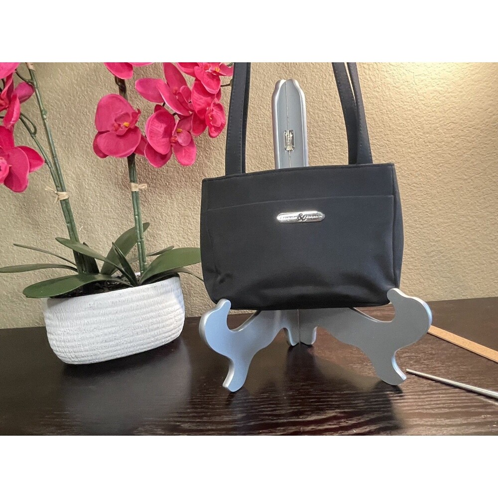 Frankie & Johnnie Black Microfiber Shoulder Bag Purse Organizer Pocket